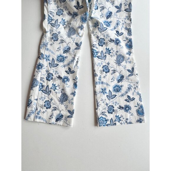 DEREK LAM 10 CROSBY Meloe White Blue Floral Stretch Twill Cropped Pants, Size 2 - Picture 12 of 16